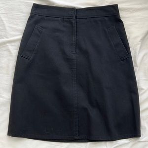 Designer Cotton Twill A-Line Mini Skirt, Black, Size XS